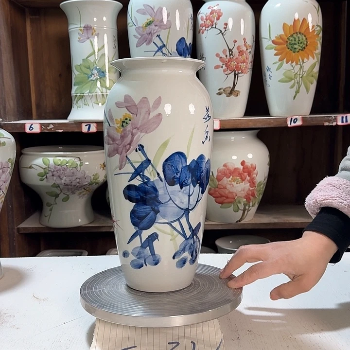 瓶高32青花瓷荷花新款陶瓷