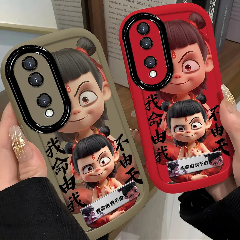 适用于【华为】荣耀70新款时尚哪吒简约潮女潮男硅胶防摔手机壳