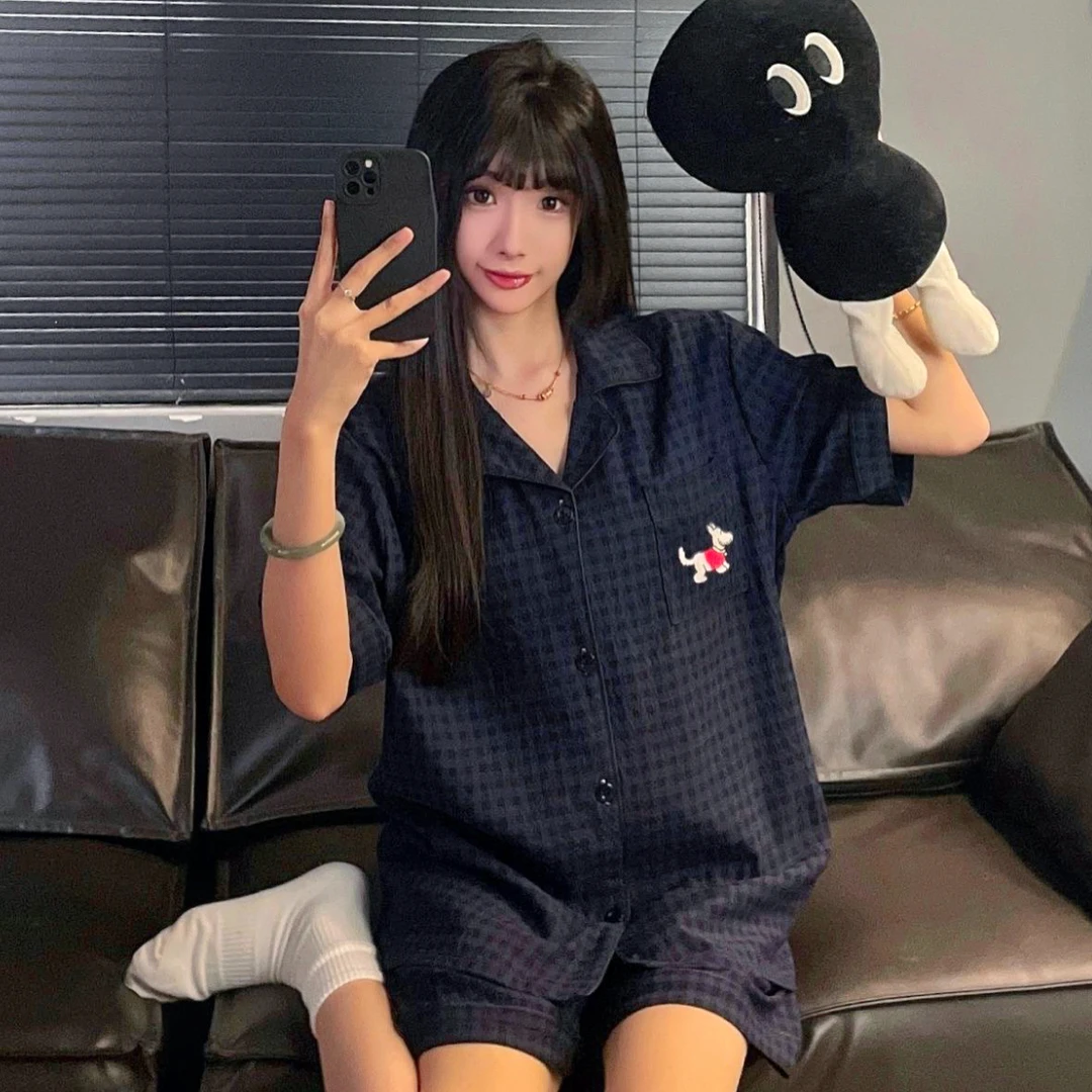黑格腊肠狗云朵棉睡衣夏秋季女款爆款2025新款家居服套装短长袖裤