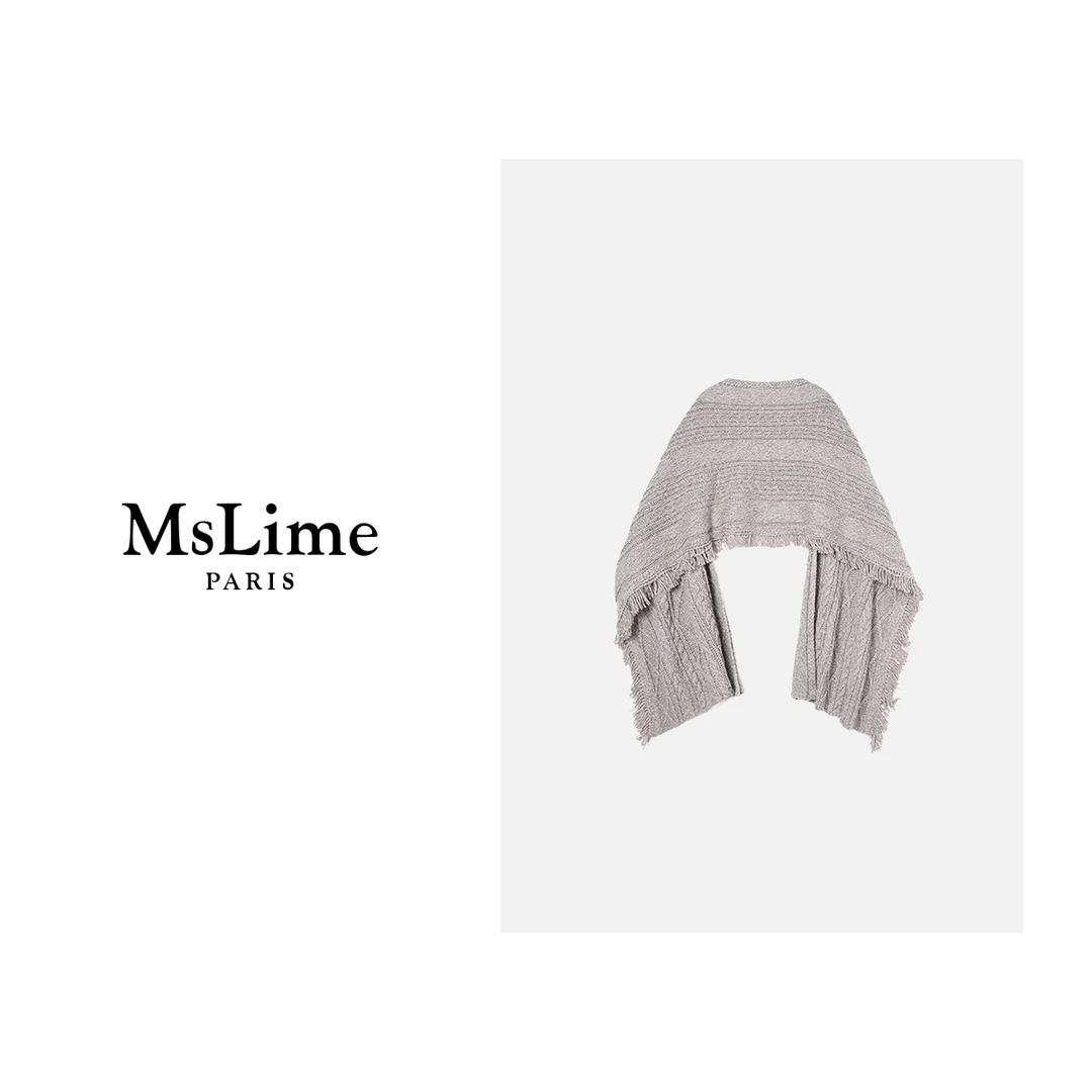 王嬛嬛MsLime【玉瑾】 绵羊毛绞花灵动披肩围巾 HD2D0060