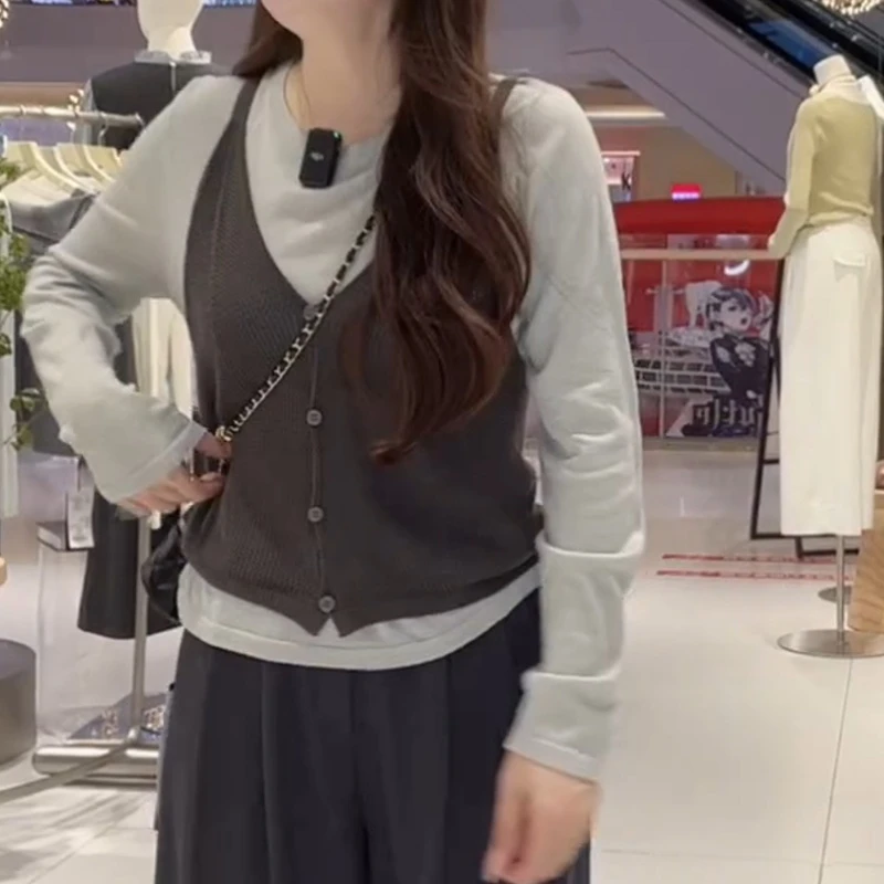 2025新款设计感百搭显瘦T恤+休闲气质背心真两件LK2505908