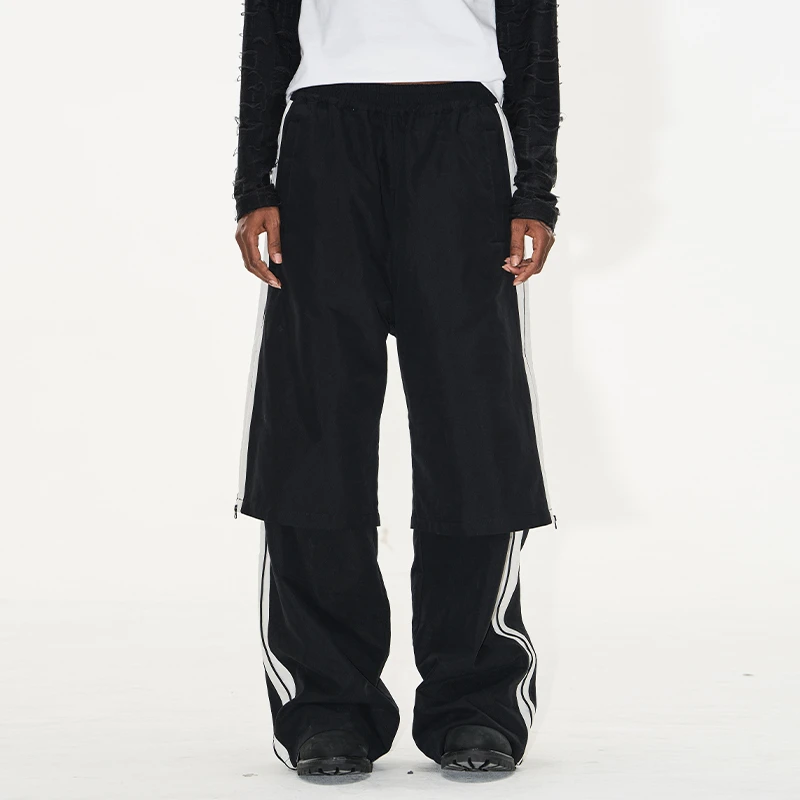 EXITMODE BY BLINDNOPLAN 25SS 假两件双层撞色拼接宽松运动长裤