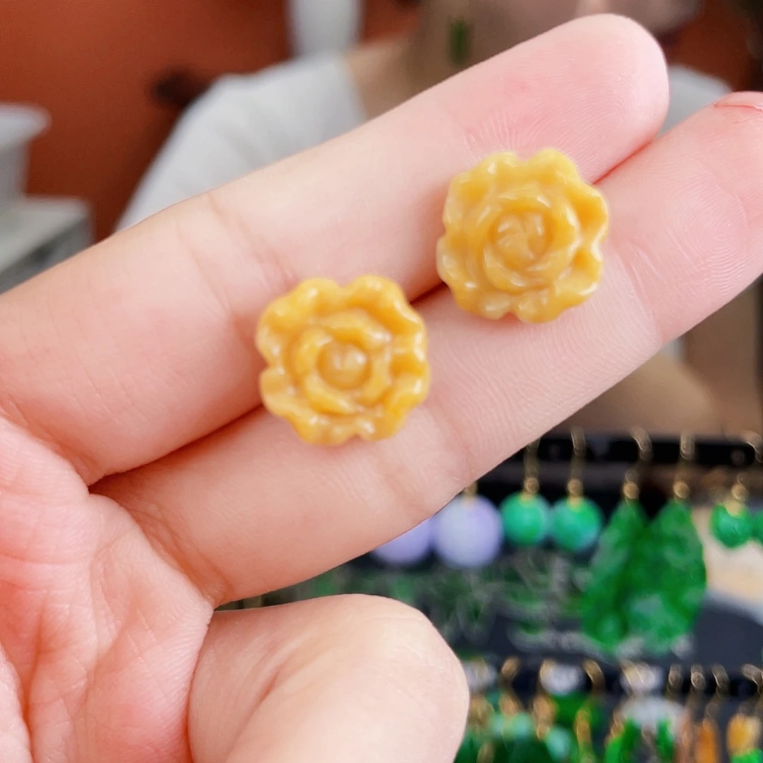 翡翠未镶嵌耳饰饰品