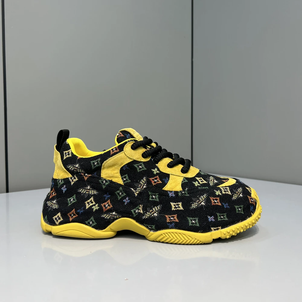 潮鞋老爹鞋运动鞋夏季防滑潮流男鞋软底休闲鞋百搭轻奢印花春秋款