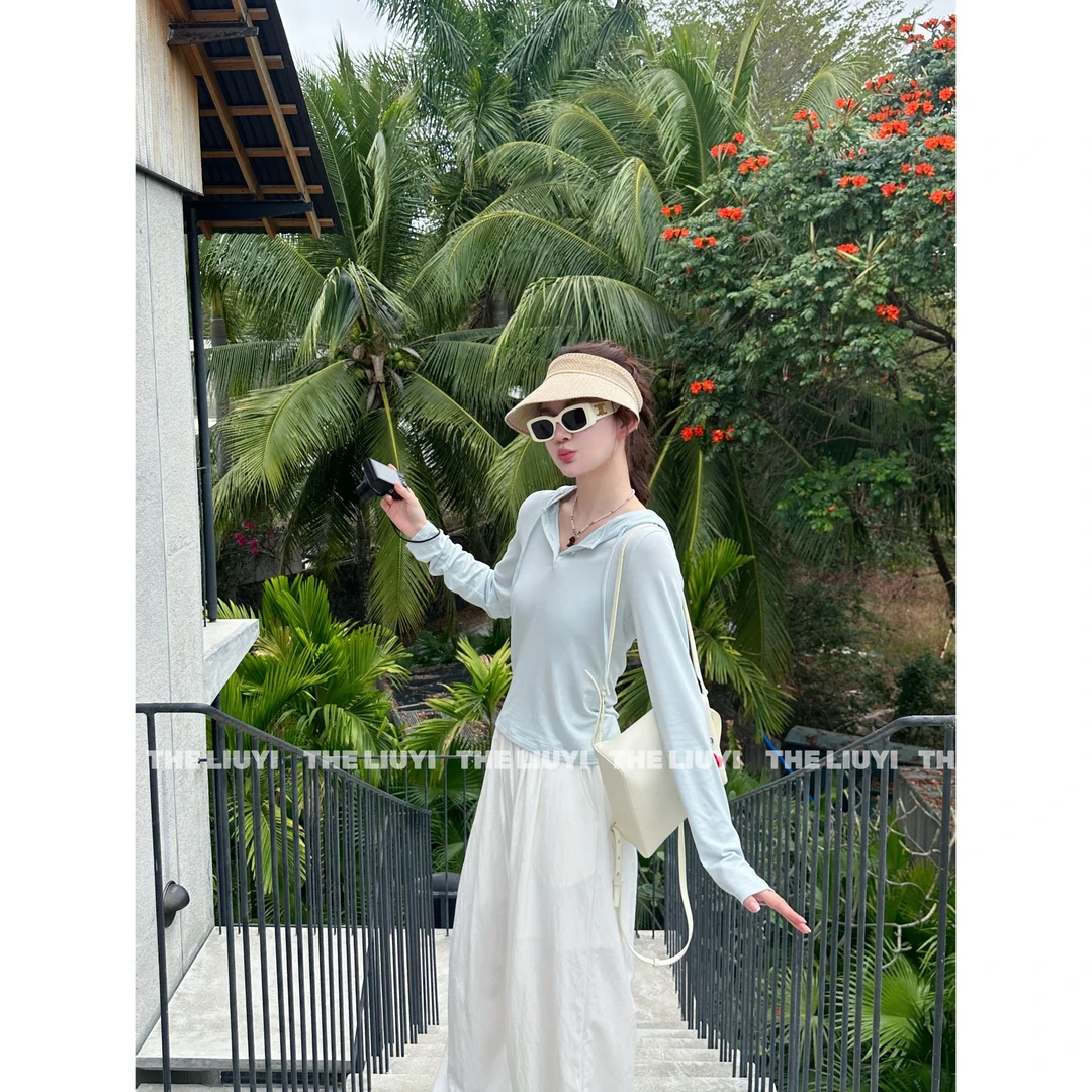 【LIUYI】薄荷冰~春夏莱赛尔混纺连帽上衣51015