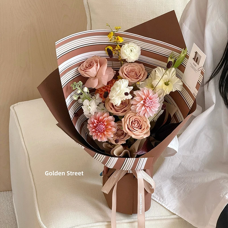 H H 像素波系列复古条纹卡纸极简风造型纸手工diy花艺包装纸