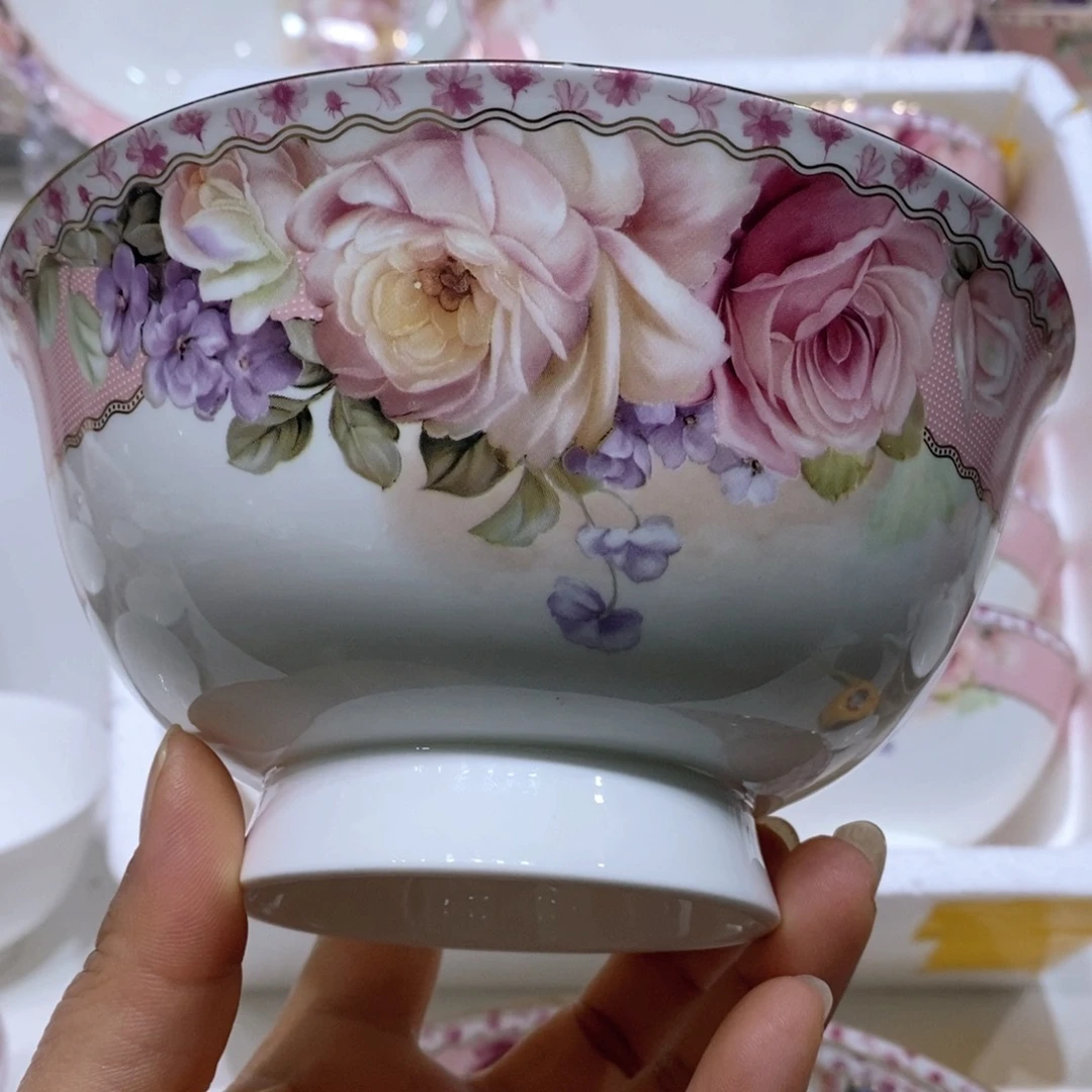 碗倾城玫瑰碗6英寸面碗两个