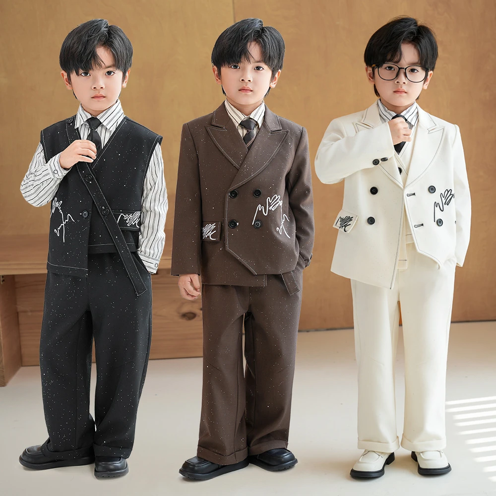 儿童西装套装秋季新款英伦绅士周岁花童演出服男孩舞台走秀摄影服