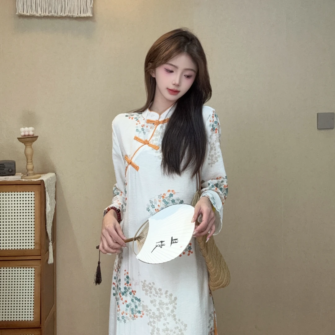 艺润家【黄石榴】女装连衣裙国风新中式秋季中国风百搭时尚复古