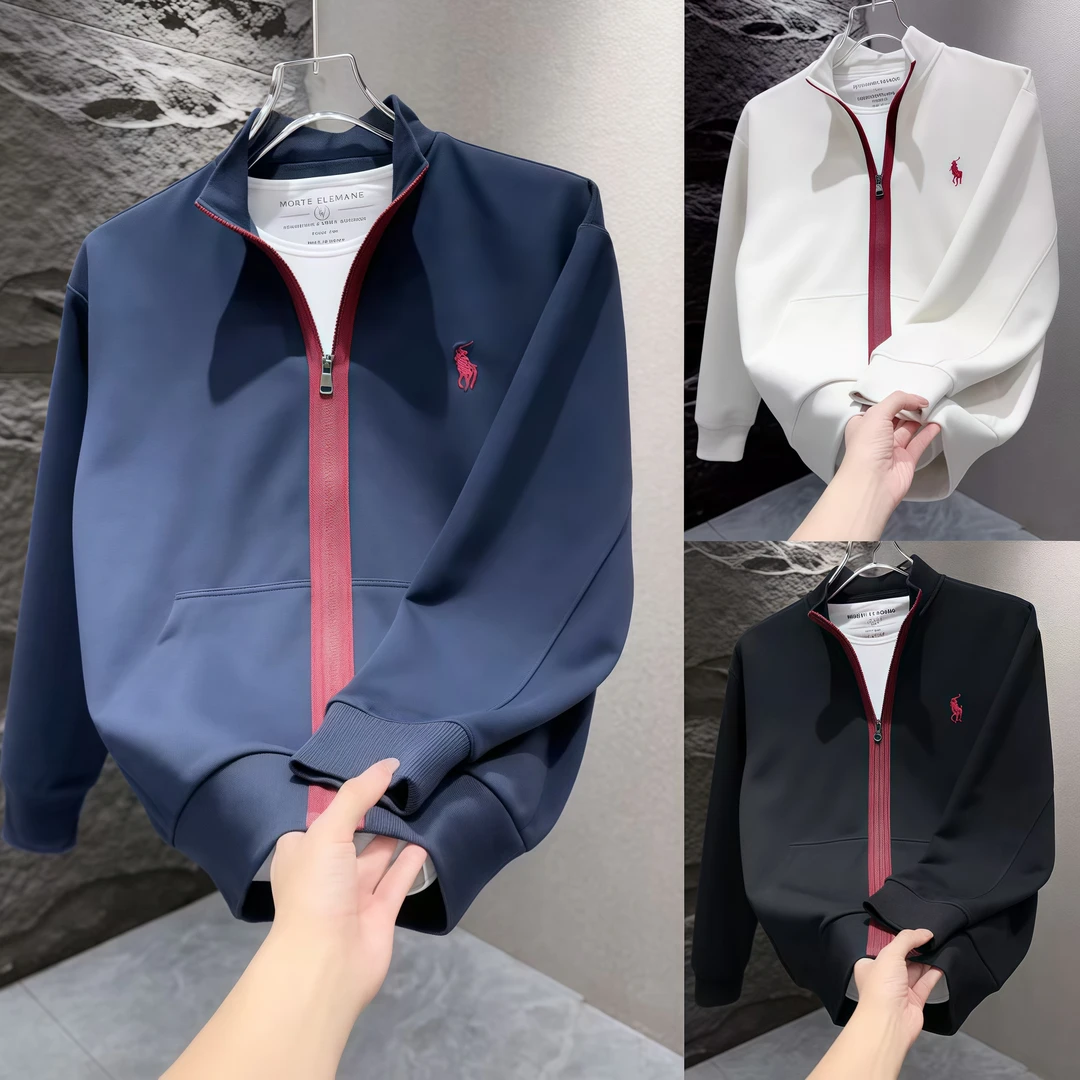 秋季新款潮流刺绣立领开衫卫衣男轻奢时尚高级感宽松百搭休闲外套