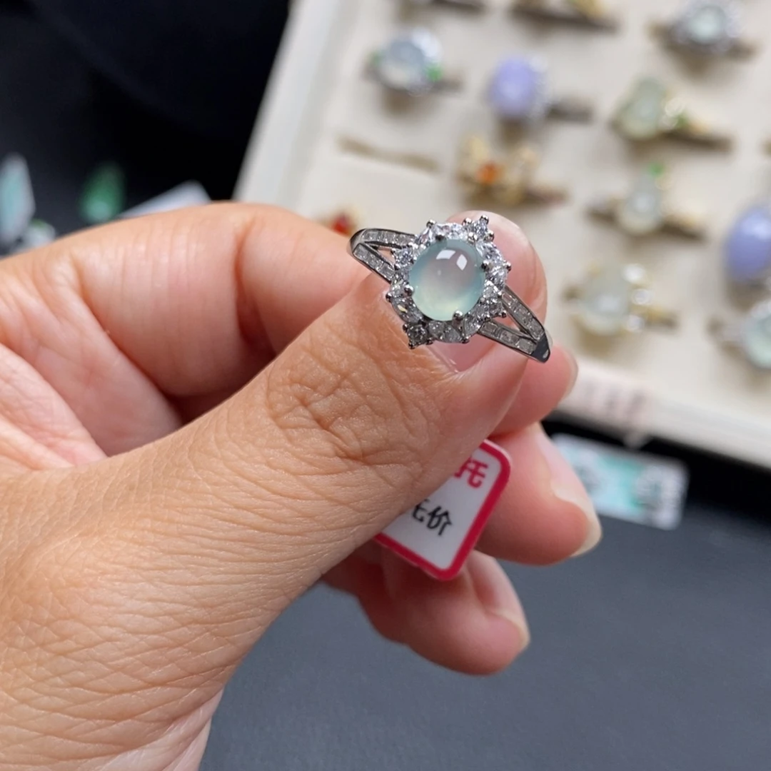 翡翠银S925镶嵌戒指