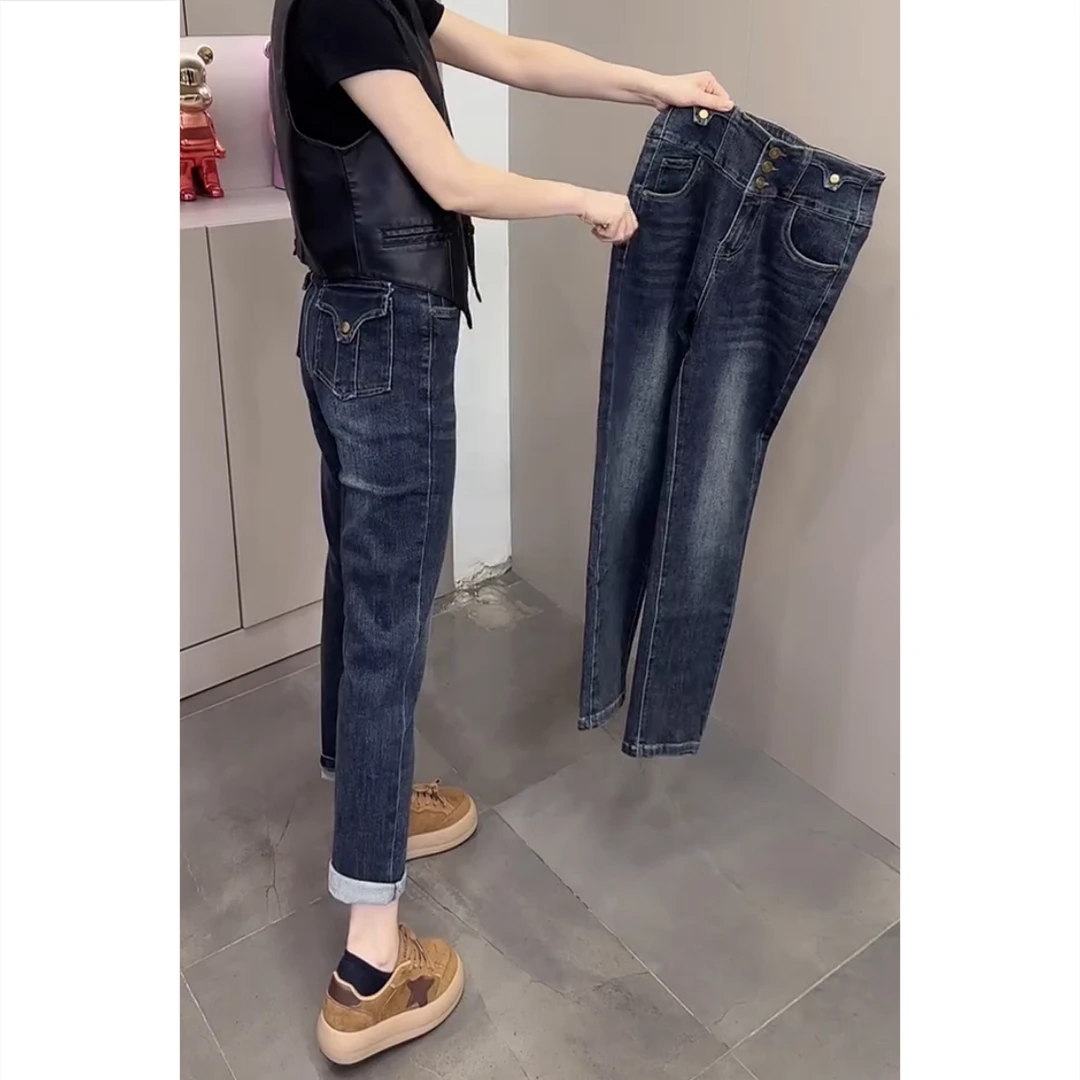 艾塔莉秋季女款时尚修身百搭牛仔裤子显瘦高腰铅笔裤高弹力烟管裤