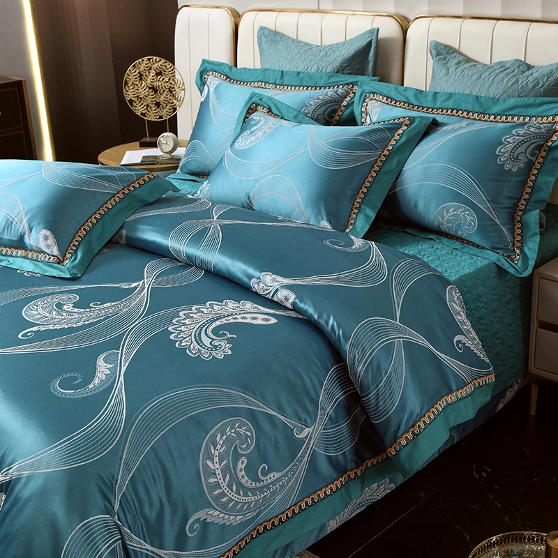 2025新款贡缎提花加厚夹棉床盖四六七件套冬季保暖家庭用床单