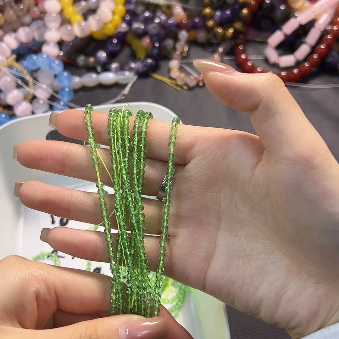 玛瑙/玉髓合金珠宝半成品绿水晶卡3两条