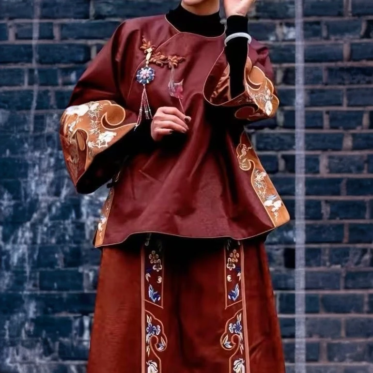【十三郎】秋季新款提花红云纱上衣23-272