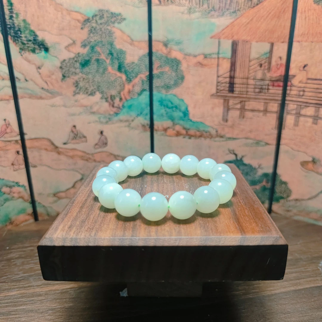 J和田玉晴水圆珠手串（卡12）0459