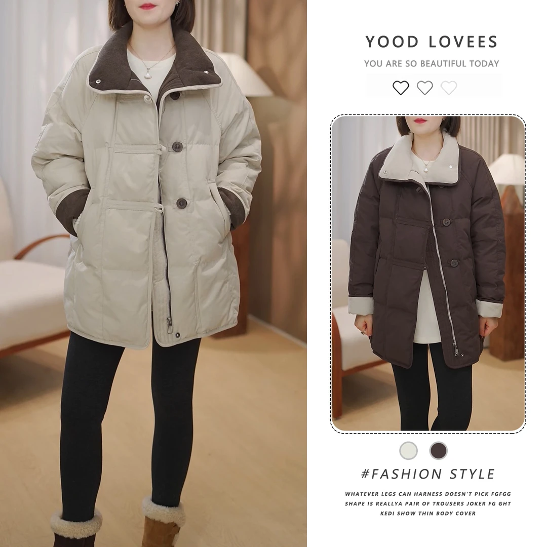 韩系时尚撞色棉衣女2025冬季新款小众设计感加厚保暖面包服外套潮