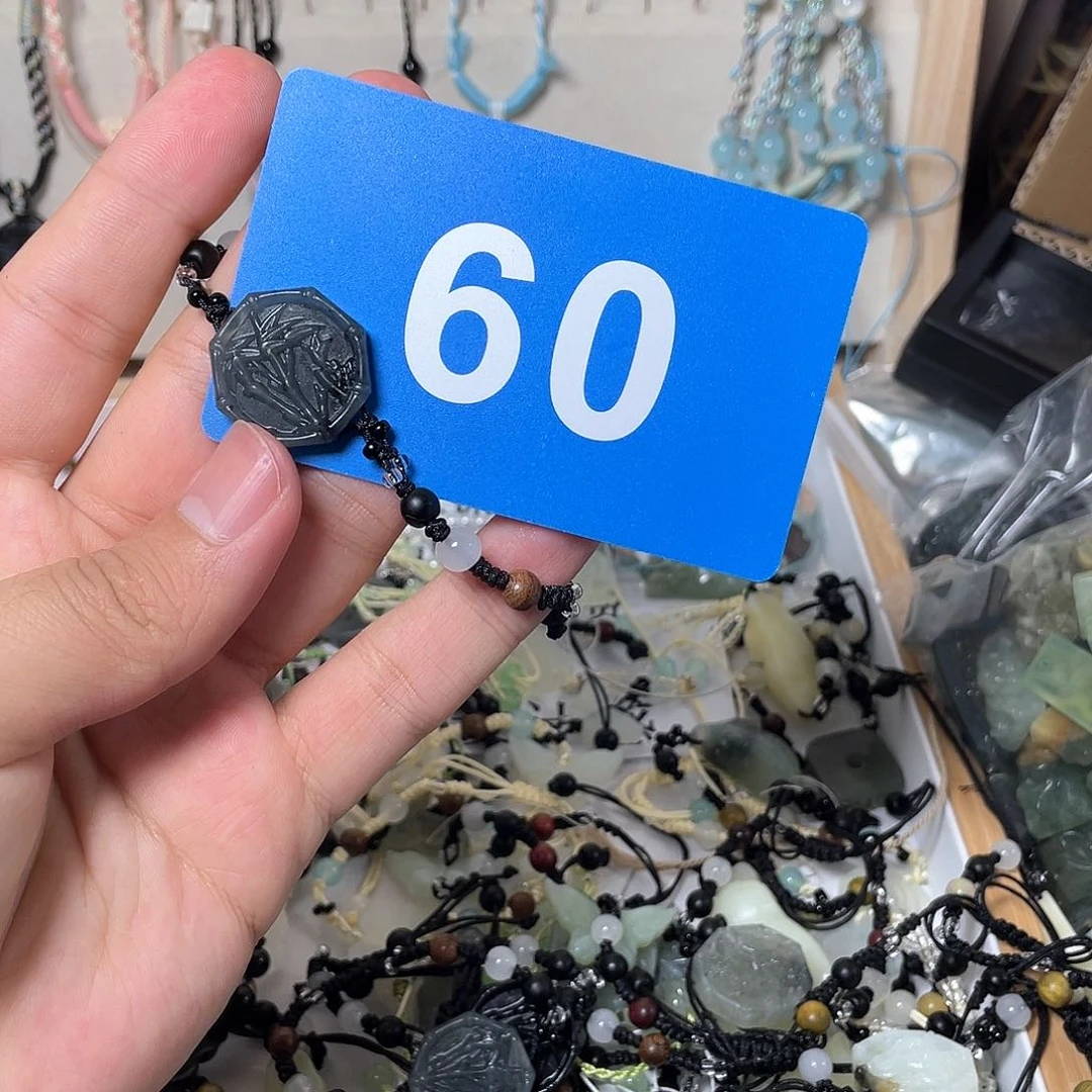 蛇纹石玉手链合金小*怪