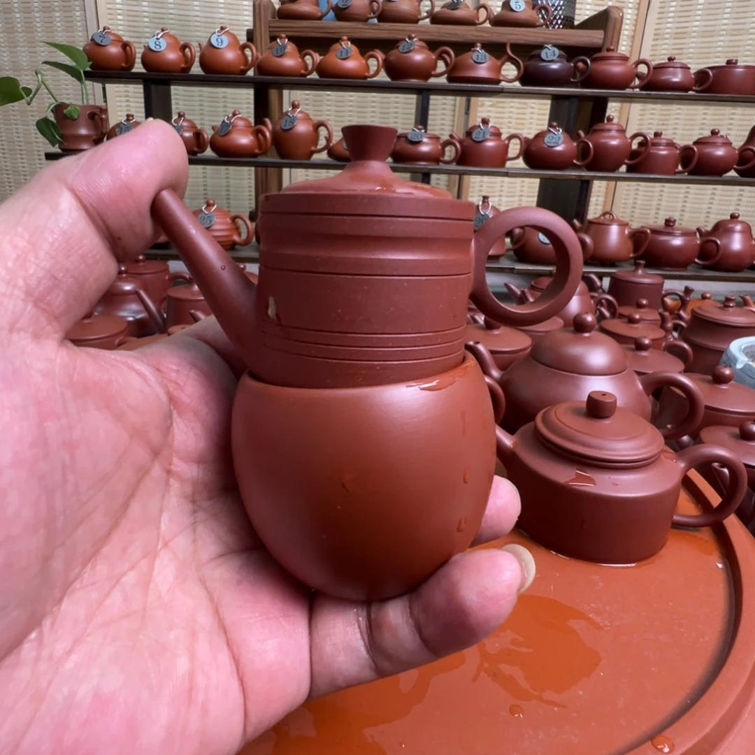茶壶紫砂潮州手拉朱泥壶，送一个杯子