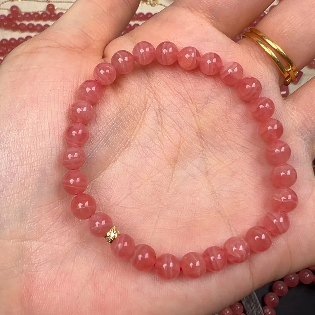 菱锰矿（红纹石）未镶嵌手绳