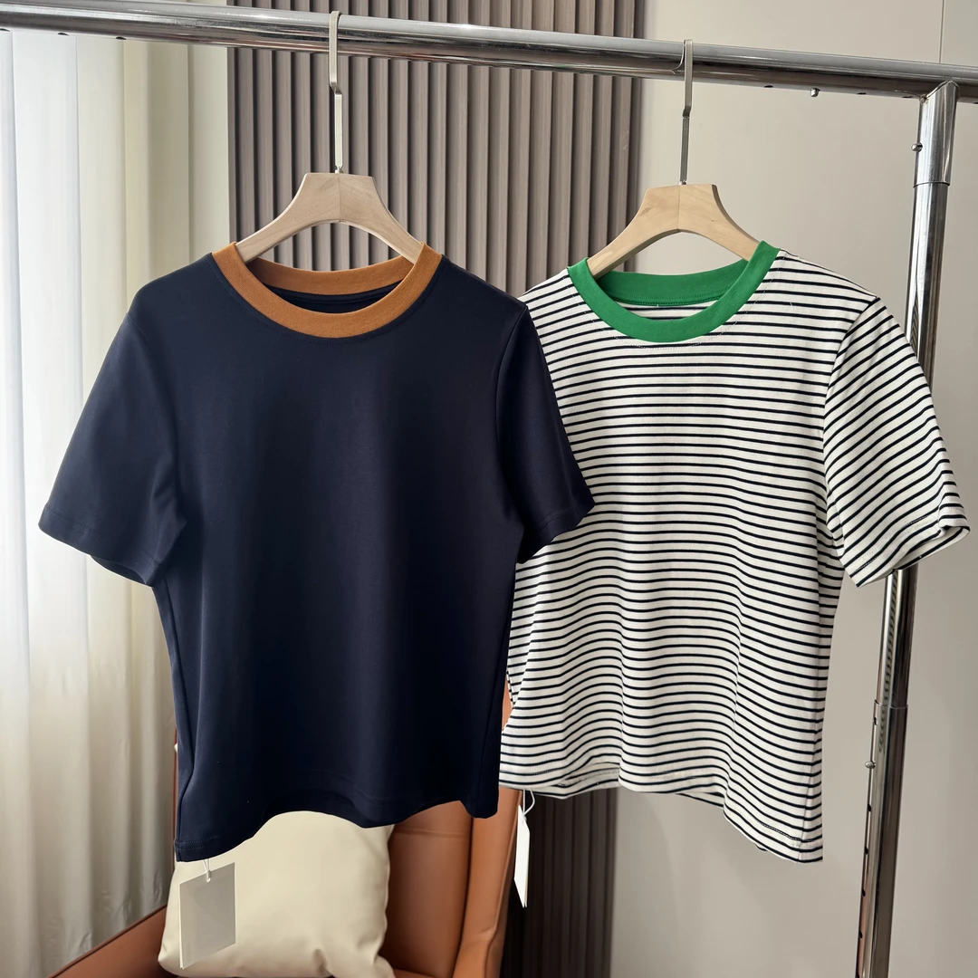 CS家  高端简约条纹拼色T恤女