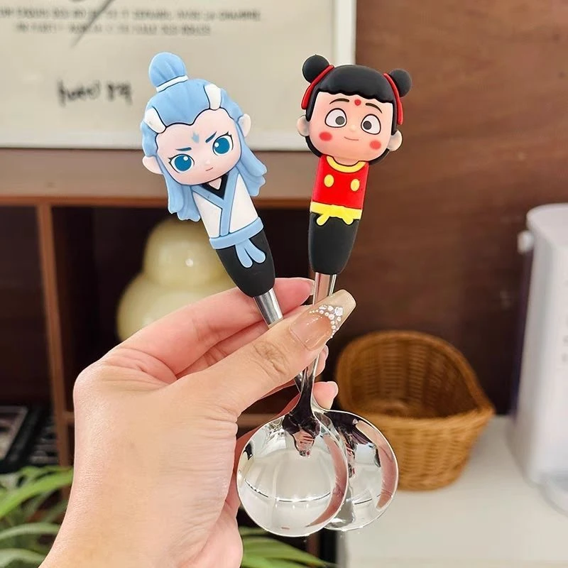 正版哪吒卡通304不锈钢叉勺吃饭喝汤级餐具可爱家用创意勺子