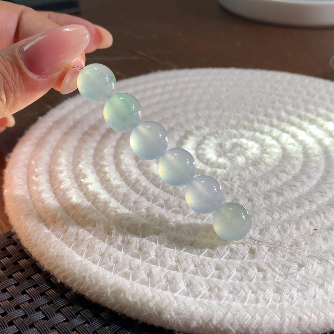 未镶嵌手串翡翠卡12高冰种水圆珠手串一组