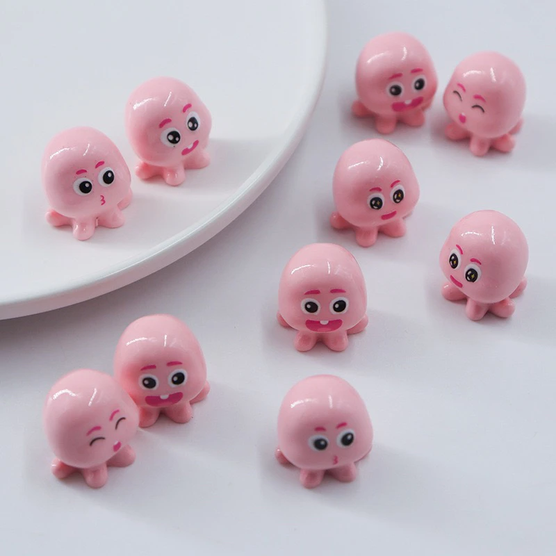 粉色立体可爱实色夜光小八爪鱼树脂摆件桌面摆件装饰品