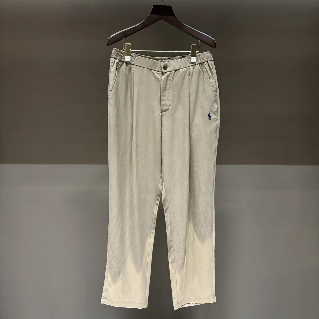 2025年男士新款纯色抽绳纽扣休闲宽松直筒裤K-136