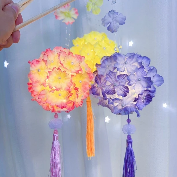 【柒格格】绣球花灯材料包 中秋节灯笼手工diy材料包儿童礼物元宵节