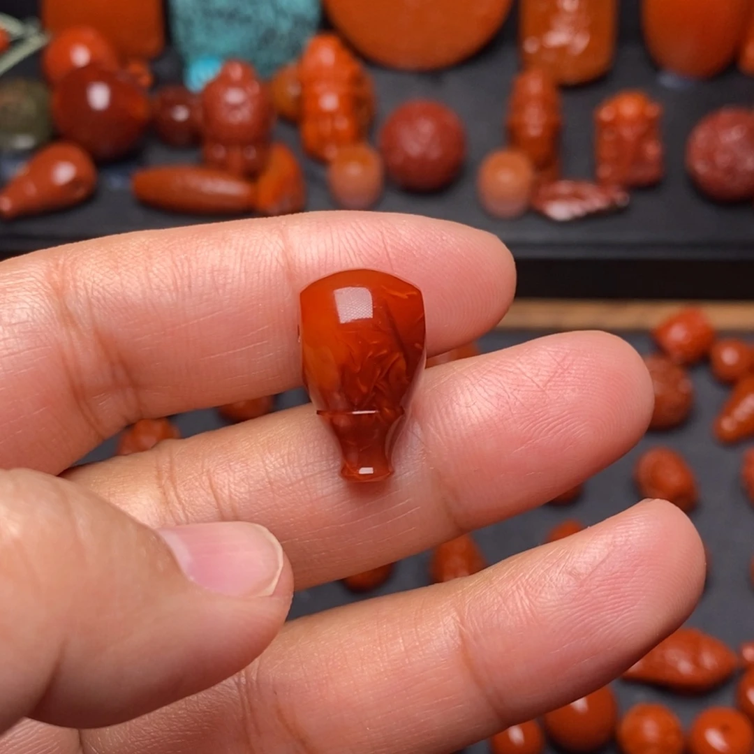 南红玛瑙配饰未镶嵌火焰纹三通卡11+