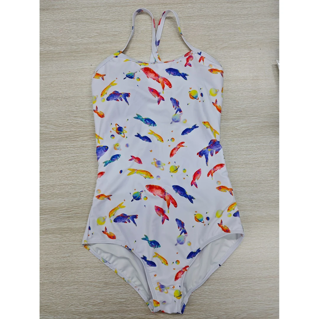 低衩大包臀双层莱卡可拆卸年年有鱼原创竞速泳衣女