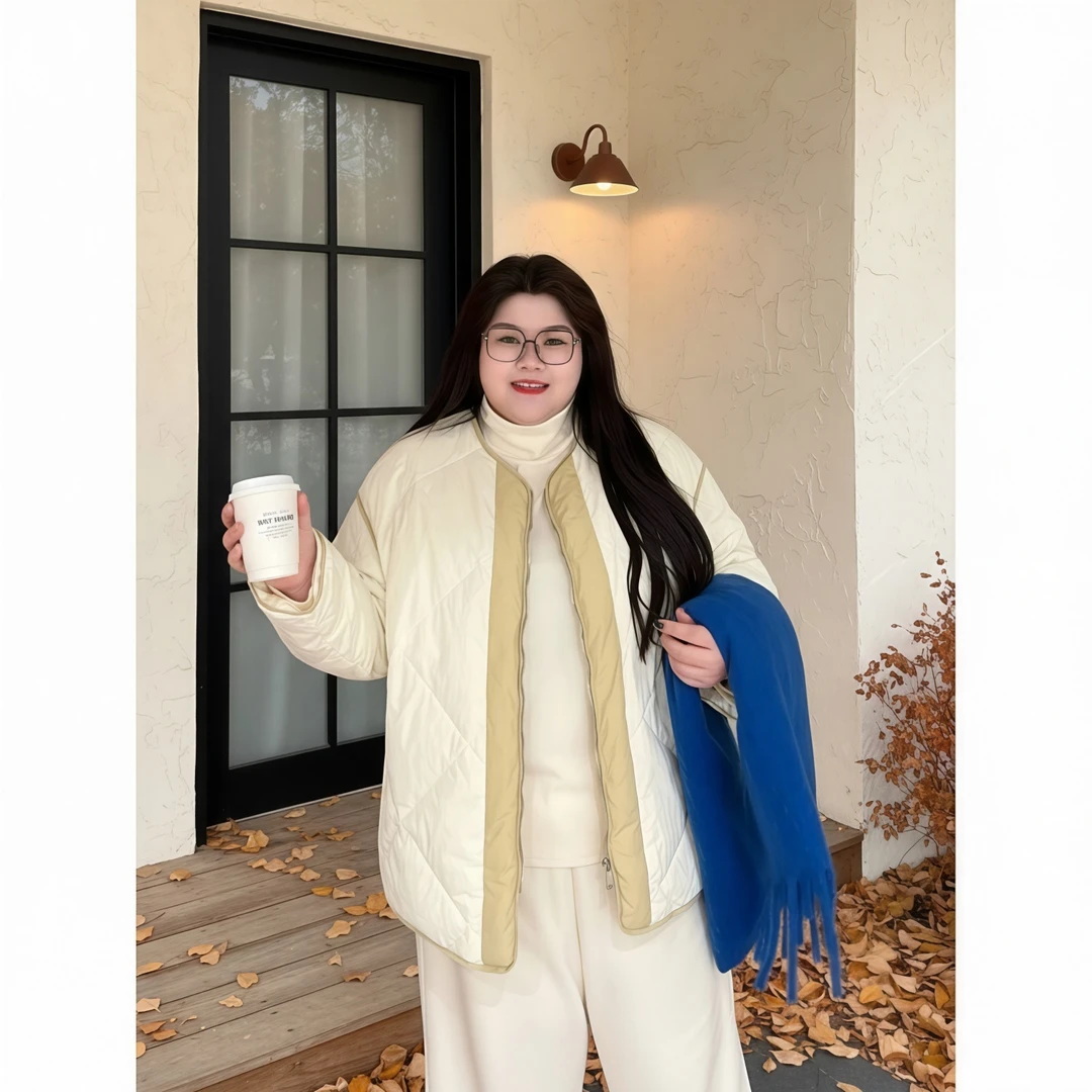 花契“影塑廓形”大码女装冬季百搭200斤胖mm90白鸭绒羽绒服15816-X