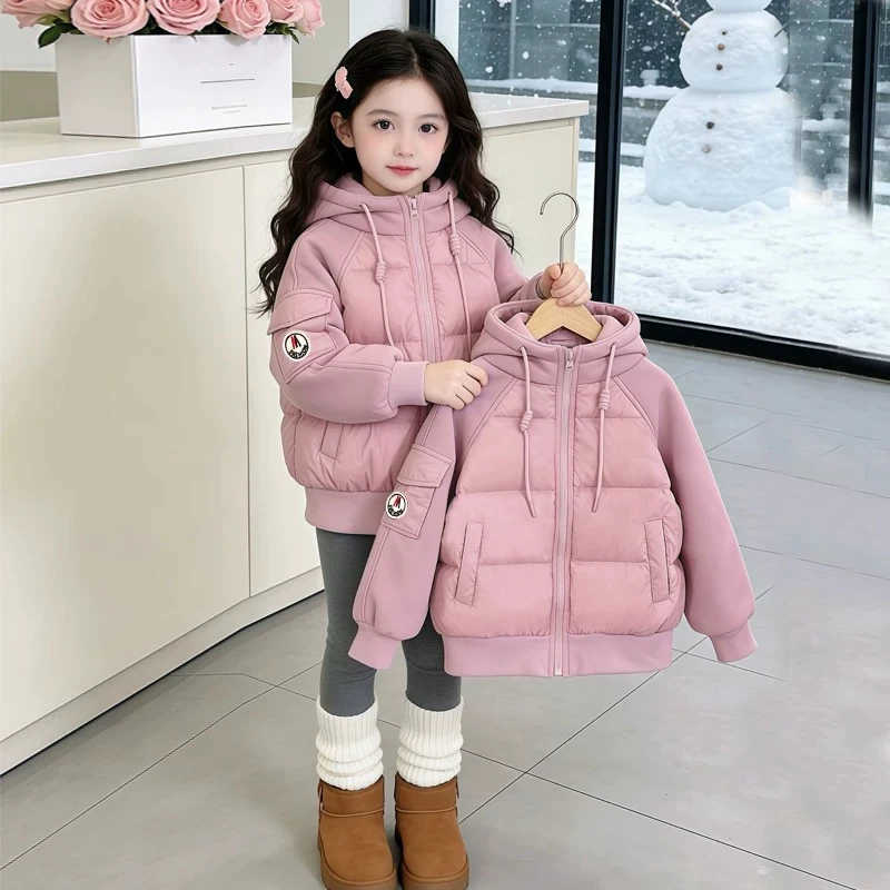 【校服神器】厚款2025新款儿童羽绒服女童男童连帽韩版外套冬季