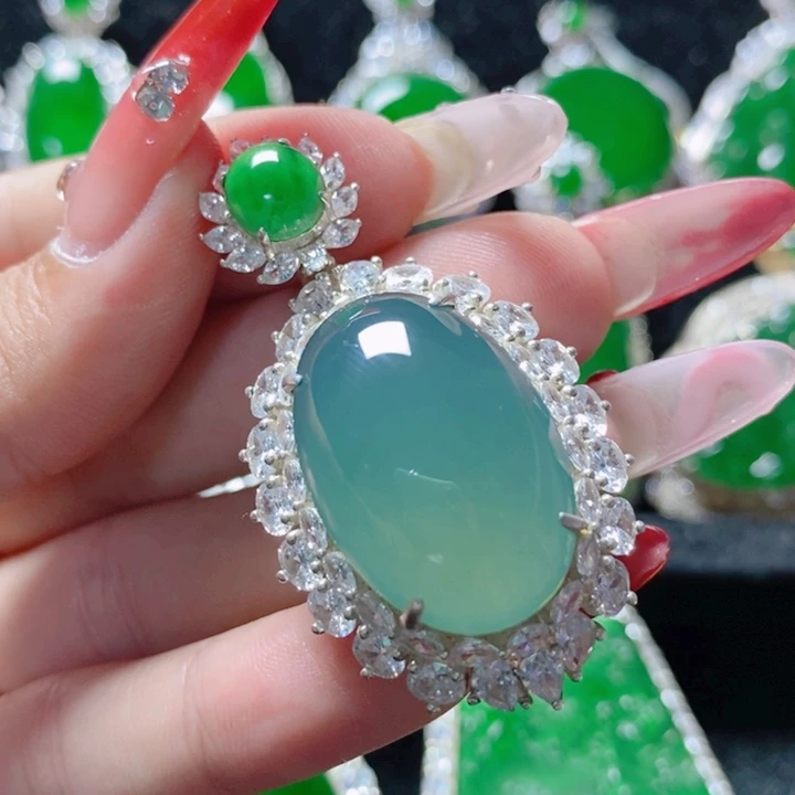 翡翠颈饰银S925镶嵌