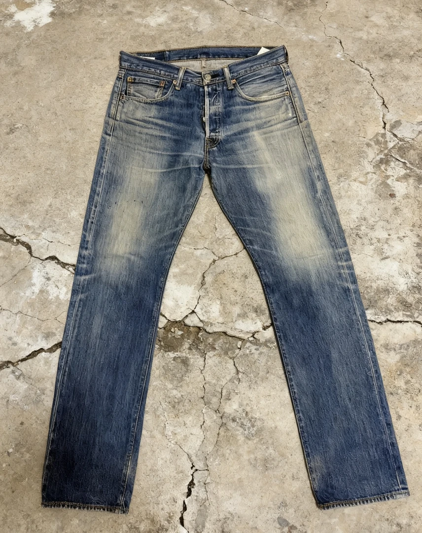 古着vtg牛仔裤孤品经典复古时尚百搭水洗喇叭直筒裤