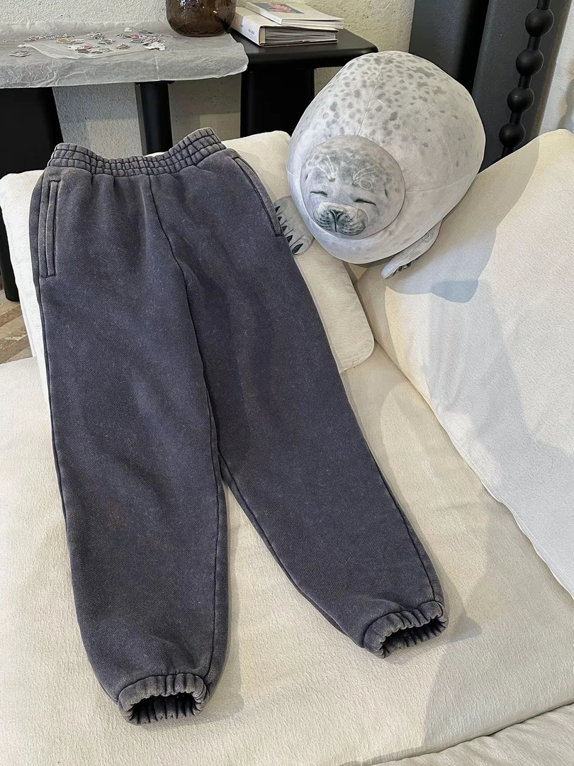 金子/JZ SO MUCH【水洗做旧抓绒卫裤】极简水洗做旧抓绒卫裤