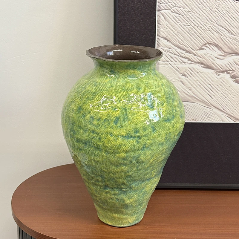 S22素影绿釉||景德镇新中式简约桌面高端陶瓷花瓶