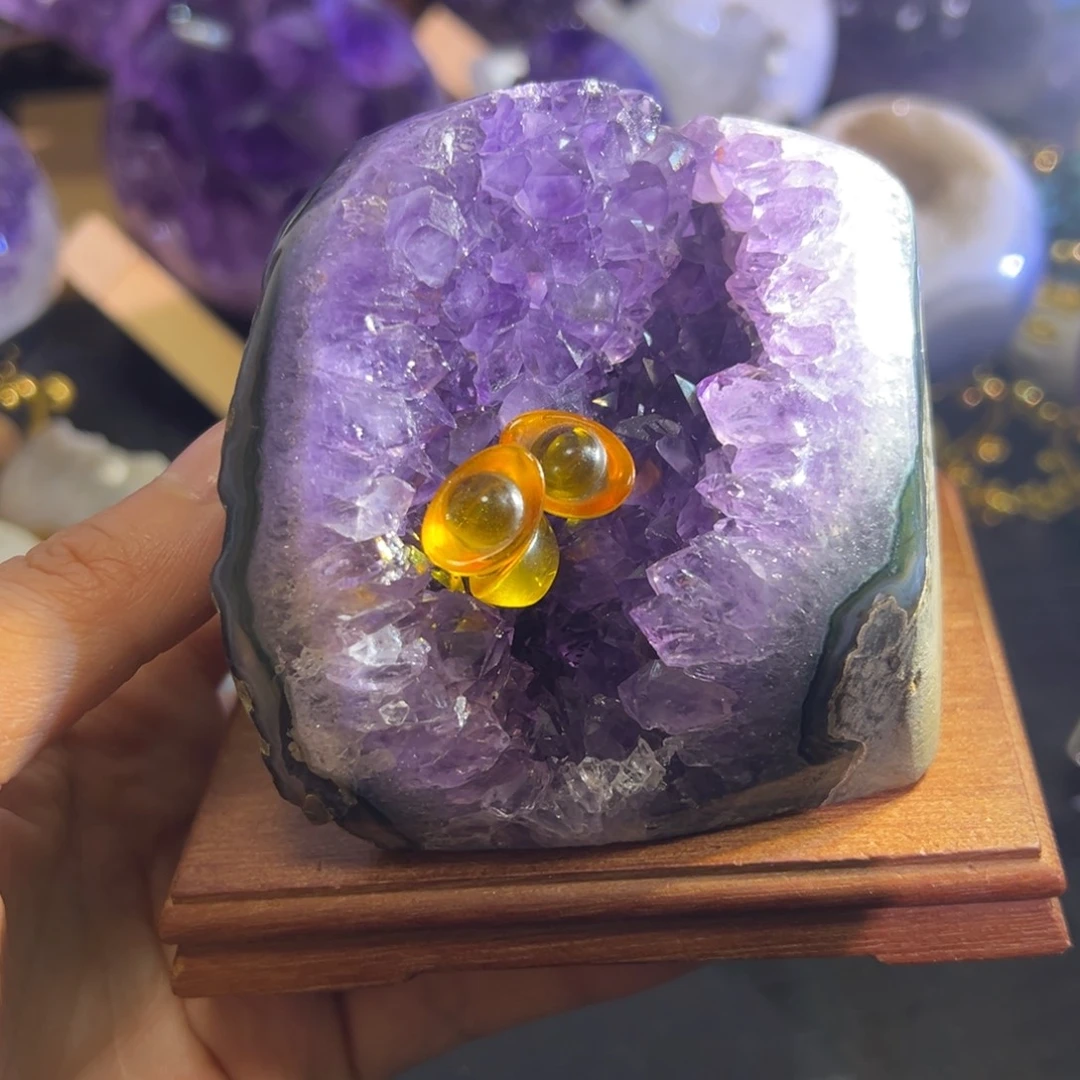 紫晶未镶嵌珠宝半成品28怀抱晶花