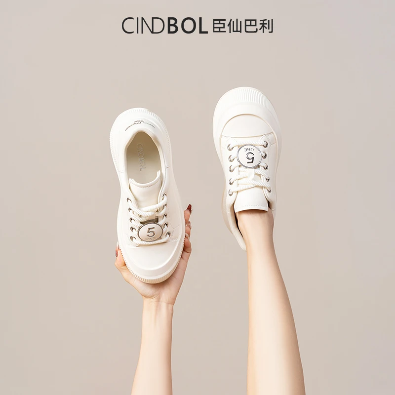 CINDBOL/臣仙巴利休闲板鞋厚底增高春季单鞋休闲鞋系带板鞋1774