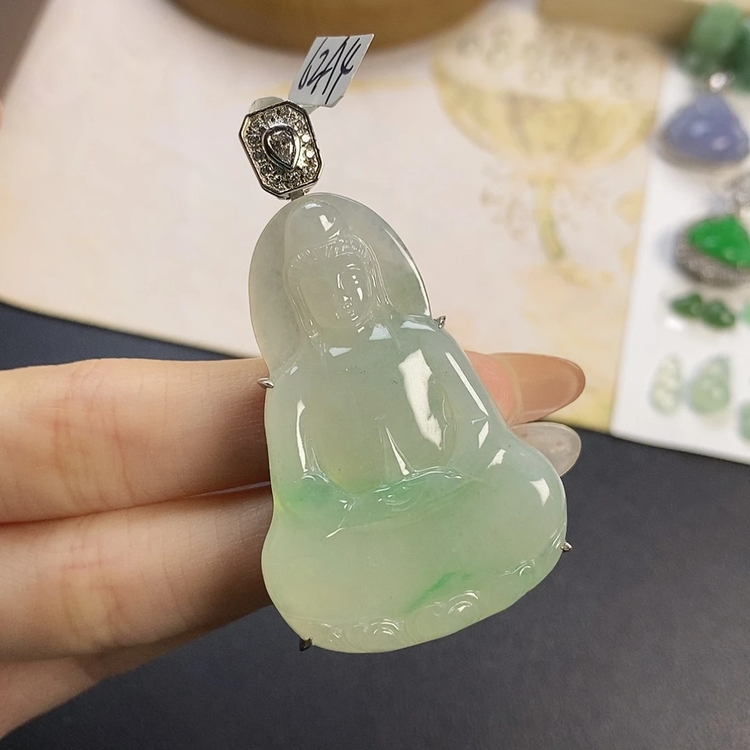 翡翠银S925镶嵌吊坠(不含链)