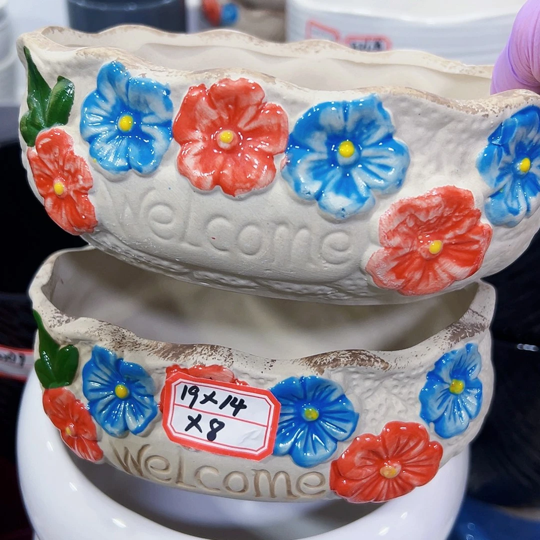 有孔外贸尾单陶瓷花盆凑单10米包邮