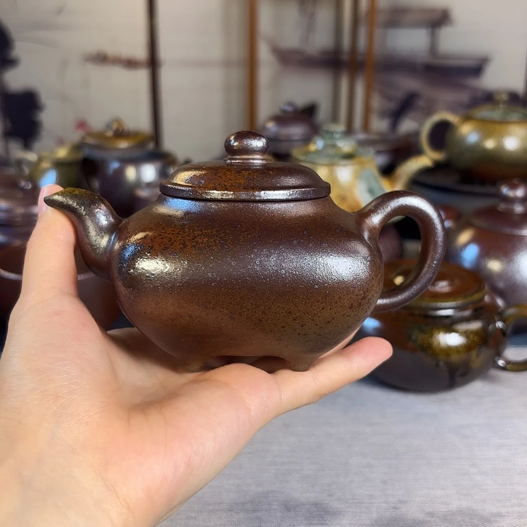 茶壶紫砂柴烧紫砂壶天青传炉