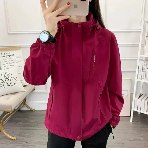 2025年新款冲锋衣单衣外套女款风衣休闲运动服可脱卸帽户外 8819