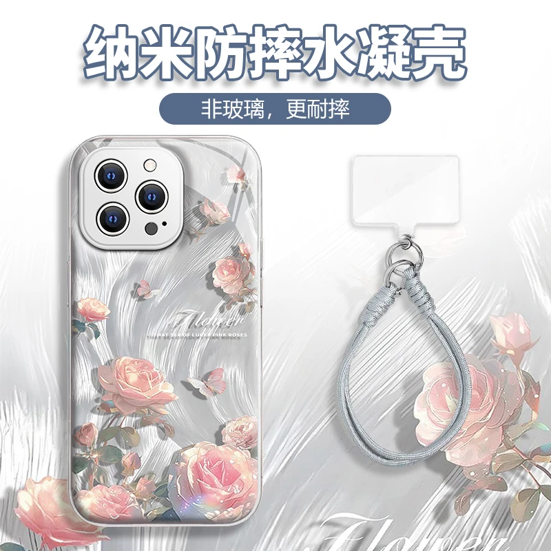 玫瑰花水凝iphone16手机壳适用华为oppovivo荣耀小米红米iqoo软套