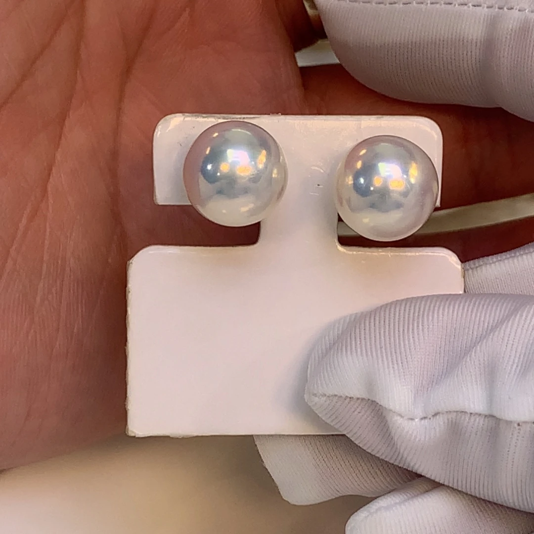 耳饰银S925镶嵌淡水珍珠