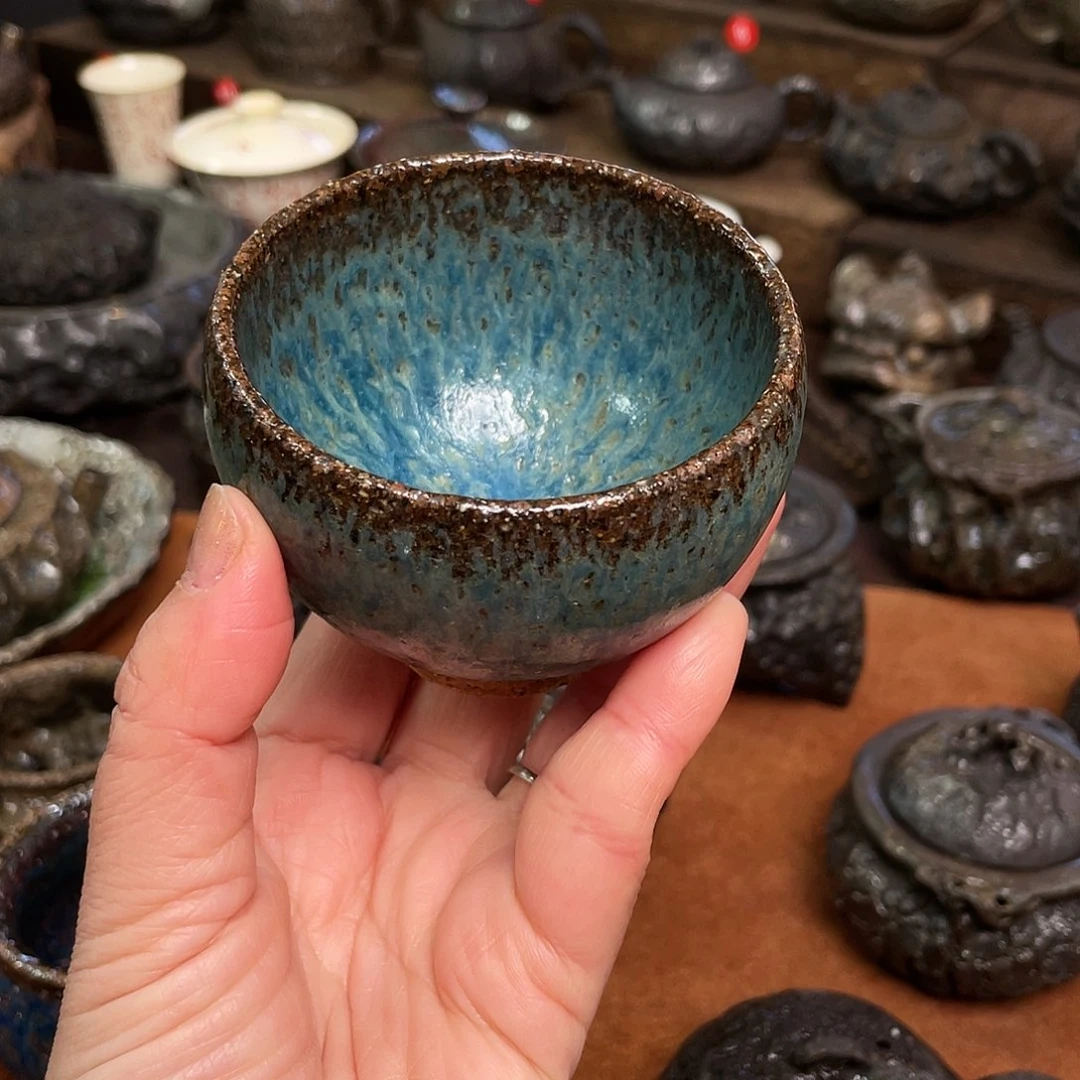 壶手工原矿铜釉志野主人杯