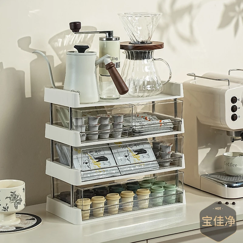 茶包收纳盒咖啡胶囊架零食桌面置物架办公室茶水间茶叶透明展示架