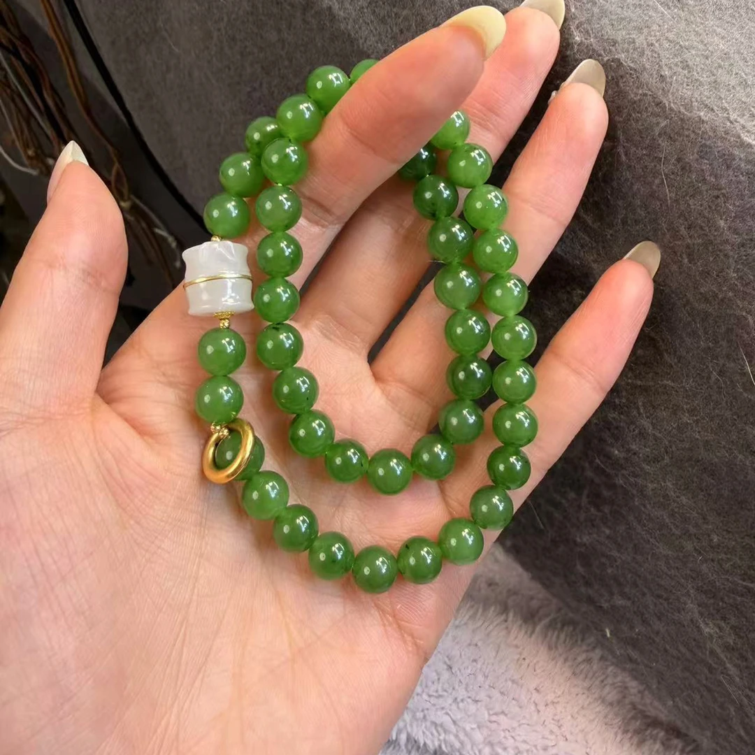 新疆和田玉碧玉双圈手串