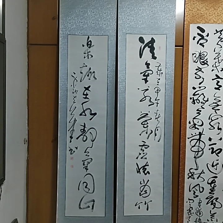 书法宋秉民。216X43X2。枯笔多，乐趣在水